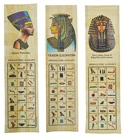 Original Papyrus Lesezeichen mit Hieroglyphen Alphabet und Bildern aus dem alten Ägypten ca. 13 cm (500)