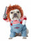 Hundekostüm Chucky Puppe Cosplay Anzug Rollenspiele Lustiges Haustiere Hunde Kostüm für Halloween Party Hundekleidung Outfit