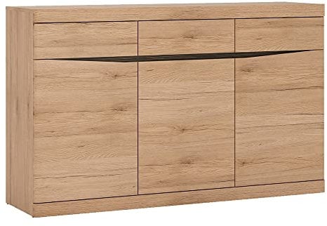 Sideboard Anrichte Kommode 150x92,5x40 cm 3 Türen 3 Schubkästen grifflos in Eiche Nb. Wenge braun