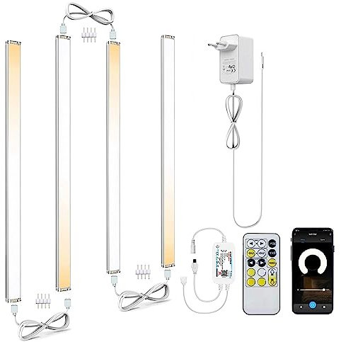 4PCS 30cm Bar LED Kabinett Licht Installationssatz mit Fernbedienung Unterbauleuchte Farbändernde Dimmable Helligkeit mit Echo Alexa Echo Google Home (4 Pcs CCT 2700K-6500K Kabinett Licht)