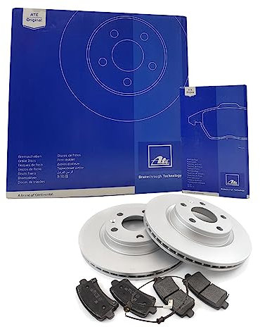ATE Bremsen Set Bremsscheiben Scheibenbremsen Ø312 belüftet beschichtet vorne + Bremsbeläge Bremsklötze für Passat Variant T-ROC Tiguan Golf VII Touran Caddy IV Kombi