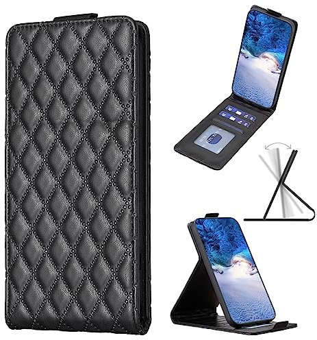 Wuhaizher iPhone 12 Pro Max Case Shockproof PU Leather Flip Wallet Phone Case for Women Girls with Card Holder Folding Stand Magnetic Protect Vertical Flip Down Cover for iPhone 12 Pro Max, Black