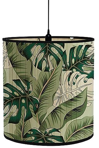 FANSU Lampenschirm fuir Tischlampe, Grüne Pflanzen Lampenschirm Hängelampe Lampenabdeckung für Stehlampe Tischlampe Deckenleuchte Wohnzimmer Moderner Deko (30x30x30cm,Grüne Blätter)