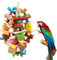 Großer Vogel Papagei Kauspielzeug, Sittich Spielzeug Durable Kauen Mehrfarbige natürliche Holzstreifen, Rattan Ball und natürliches Mais Tearing Spielzeug für Amazon Papageien Afrikanisch Grau.