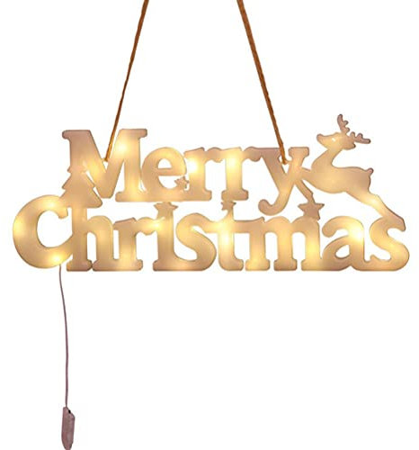 BEIJIALY Panneau Lumineux Joyeux Noël, Lettres Lumineuses Joyeux Noël à Suspendre, Guirlande LED, Décoration de Noël pour Porte de Cour, Arbre de Noël(Blanc)