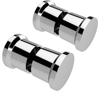 AQUABATOS® 2 Stück Duschtürknopf Ø 44mm Duschtürgriffe Beidseitig Kunststoff Türknauf Doppel Knöpfe für Duschtür Duschkabine Chrom behandelt für 5-12 mm Glasbohrungen Glasstärken von 5-10 mm