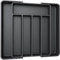 Aujen Cutlery Drawer Organiser - Expandable Kitchen Drawer Organiser, Adjustable Cutlery Tray, Utensil Organisation for Forks, Knives, Multipurpose Kitchen Storage, Black, 31.50x4.17x22.50~37.50 cm
