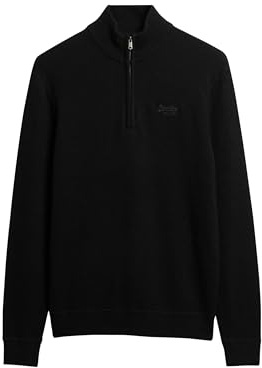 Superdry Herren Essential Strickpullover mit Halbreißverschluss und Stickerei
