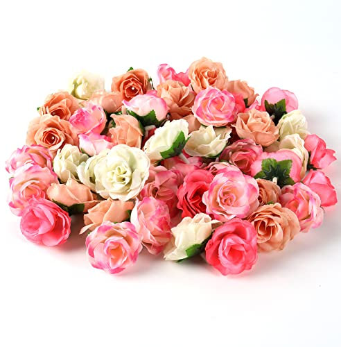 Wekuw 80 Pcs Têtes de Fleurs Artificielles Rose Têtes de Fleurs Roses Artificielles Faux Têtes de Fleurs de Rose Artificielle Rose Décoration de Mariage Décorations de Fête DIY(4 Couleurs)