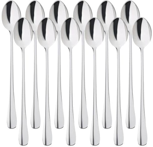 Ensemble de 12 Cuillères à Latte Macchiato, 19.8cm Cuillère à Glace, Cuillère à Café Longue pour Café, Desserts