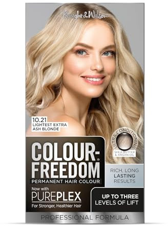 Colour Freedom Lightest Extra Ash Blonde Permanent Hair Colour. Formulated with PurePlex to Protect, Restore and Nourish. Up to 3 Levels of Lift. 10.21 Extra Ash Blonde. By Knight & Wilson