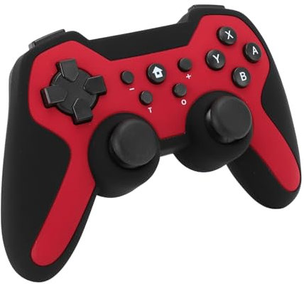 Dpofirs Controller BT Wireless, Doppio Motore Turbocharge Controllo Movimento a 6 Assi, Joystick 3D, Tempo di Riproduzione 8 Ore, BluetoothV2.1, 4 Indicatori LED, Sveglia con (rosso)