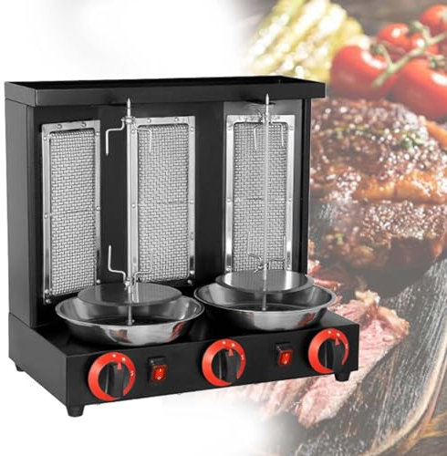 DPLWJPP Máquina De Kebab De Gas,Barbacoa Vertical Automática,Kebab Maquina Giratoria Eléctrica,Horno De Barbacoa De Asador Vertical Giratorio De 360°,B-Black