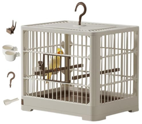 Tragbarer Reise-Vogelkäfig | Kompakter Vogelkäfig | Vogeltransportkäfig | Vogelkäfig Set für kleine Haustiere mit 2 Futterspendern, Vogeltransportkäfig für kleine Wellensittiche, Finken,