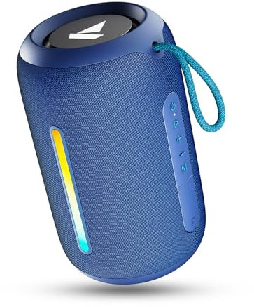 boAt Stone 352 Pro/Stone 358 Pro w/ 14W Signature Sound, Up to 12 Hours Playback, RGB LEDs, TWS Feature, Built-in Mic, BTv5.3, Free Music Streaming on JioSaavn Bluetooth Speaker (Vibing Blue)