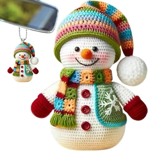 Adornos de muñeco de nieve para árbol de Navidad, muñeco de nieve, adornos de muñeco de nieve de ganchillo, adornos para el coche de 5,4 cm/2,13 pulgadas, adornos de árbol de Navidad, accesorios de