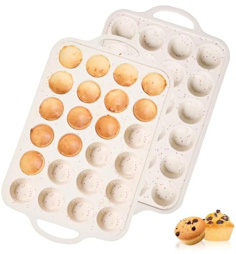 Biubumtu 2 Pack Silicone Muffin Pan, 24 Cups Silicone Cupcake Pan With Reinforced Stainless Steel Frame Inside, Nonstick Baking Cupcake Molds for Baking, Confetti