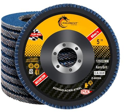 Flintronic Flap Discs 125mm 40/60/80/120 Grit, 10 Pack Grinding Sanding Discs Wheel for Angle Grinder, Abrasive Discs for Stainless Steel, Cast Iron, Sheet Metal and Wood (Ø125mm x 22mm)