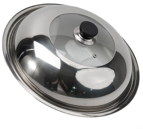 ZYNCUE Couvercle pour wok en acier inoxydable, anti-éclaboussures, garde les aliments chauds, facile à utiliser, 34 cm