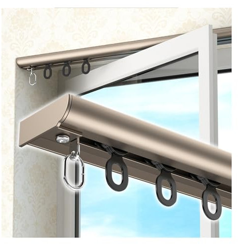 Gardinenschiene Raumteiler Aluminium-Deckenvorhang-Schienen-Set, 1.5 2.5 4.5 5.5 6.5 7.5 8.5 9.5 10 m Schiebevorhangstange abschneidbare gerade Schiene, für Fenster/Hochbett/Wohnzimmer(L 4.5m/14.8ft)