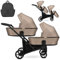 Kunert BRAV DUO Zwillingskinderwagen 2 in 1 + Zubehör: Komfort, Sicherheit, Praktikabilität, elegantes und funktionales Design, vielseitiges System, Aluminiumrahmen (Kunstleder/schwarzer Rahmen)