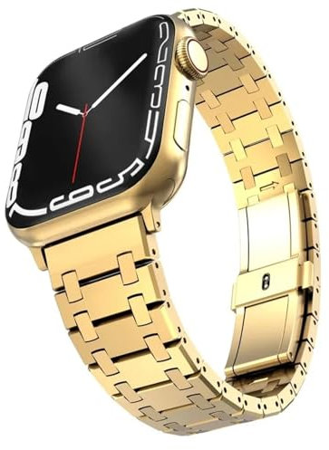 ANZOAT Para Apple Watch Band Ultra Ultra2 49mm S10 42MM 46MM Series 9 8 7 45mm 41mm Pulsera de acero inoxidable Se 6 5 4 44mm 40mm 42mm 38MM Correas de reloj(Gold,45/44/42mm)