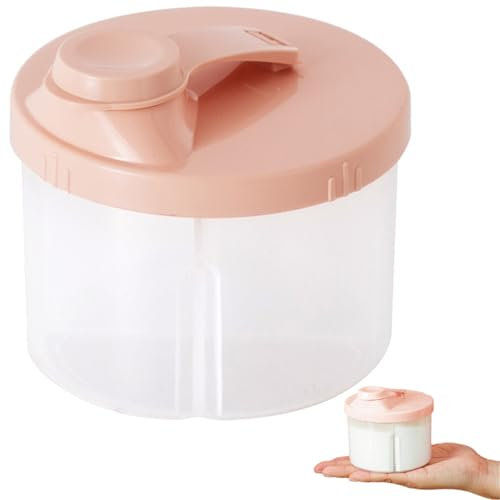 Zephyra Dosificador de Leche en Polvo, almacenamiento de leche en polvo, con 4 Compartimentos, Tapa Giratoria, Multifuncional, Sin BPA, Dispensador para Cereales Medicamentos, Rosa