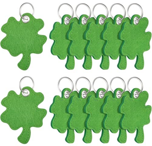 Jadive 12 Stück Kleeblatt Schlüsselanhänger Filz Rohling Glücksbringer Anhänger Glücksklee Schlüsselanhänger Viel Glück Geschenk zur Prüfung Einzug Neuer Job Abschied(Exquisit)