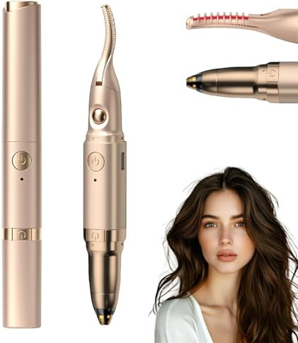Wimpernzange Beheizbar, 2 in 1 Elektrische Wimpernzange mit 2 Temperaturmodi, Beheizte Wimpernzange und Augenbrauentrimmer für Frauen, Anti-Burn USB Wiederaufladbare beheizte Wimpernzange für Frauen
