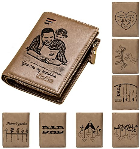 SHKINETARRY Personalisierte Herren-Geldbörse mit Namen und Foto des Kindes, personalisierte Geldbörse für Männer, Geschenke für Ehemann, Freund, Vater,Jahrestag, Vatertag