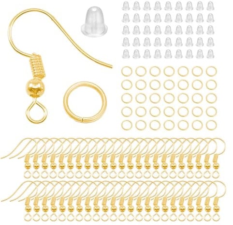 Earring Hooks Earring Making Kit – 600 Pcs Gold Plated Hooks, Rubber Backs, Jump Rings - Jewelry Making Supplies for DIY Earrings