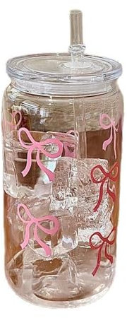 500ml bella tazza di plastica con fiocco e coperchio in paglia; Mason Jar Tumbler per succo, caffè e altro