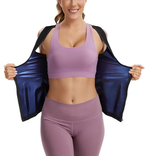 Kiiwah Chaleco de Sauna con Cremallera para Mujer, Chaleco Neopreno Faja Reductoras Compresion Sudoración para Deporte Fitness