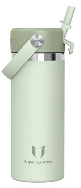 Sparrow Kids Insulated Water Bottle with Straw 500ml Metal Water Bottles | Stainless Steel Drinks Bottle, Leakproof & BPA Free Flask, SwivelSip Flex Straw Cap, Reusable Sports,School Outdoor
