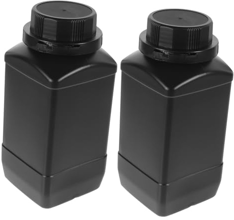 Weithals Reagenzflasche 1000ml 2 Stück PE Schraubverschluss | Laborflasche mit Abdichtung, Schwarz, 19x8x8 CM, Brucharm und Verschleißfest