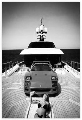GQVCJSW Luxus-Yacht-Poster, schwarz und weiß, Yacht-Kunst-Leinwand-Poster, Schlafzimmer, Dekoration, Landschaft, Büro, Raumdekoration, Geschenk, 40 x 60 cm