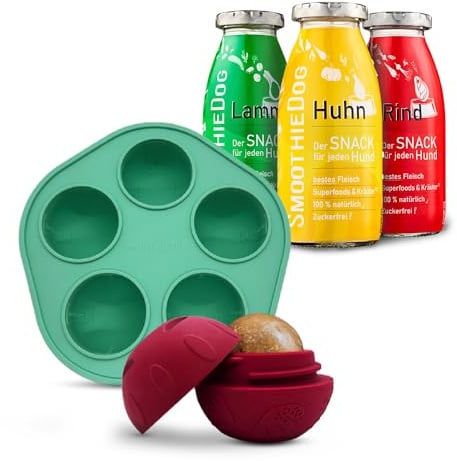 SmoothieDog Schleckball Hundesmoothie 3er Mix Klassik (250ml) - Schleckball für Hunde, Snackball, zur Beschäftigung, bpa frei, robust, befüllbar, zum einfrieren, spülmaschinenfest
