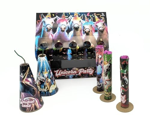 Einhorn Fontänen Set – 5X Unicorn Party Fontänen mit Pappfüßen umweltfreundlich & bunt | Einhorn Deko Kindergeburtstag, Party Highlight & Geschenk Mädchen (1)
