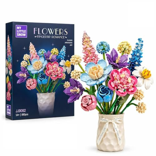 My Little Snow Bouquet Romance Éternelle – Set de Construction Floral 880 Pièces, Fleurs Artificielles Décoratives, Loisirs Créatifs Adultes, Idée Cadeau Élégante Femme & Homme