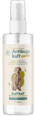 Antibugskun - Spray Antiparasitario y Repelente Natural para Perros 250g | Repelente de Pulgas, Garrapatas y Mosquitos, Para Paseo y Hogar - Ideal para Ir a la Montaña