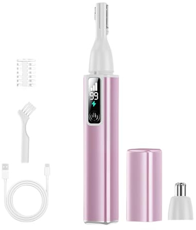 Colexy Augenbrauen Trimmer Damen, 2 in 1 Elektrischer Gesichtsrasierer Augenbrauenrasierer Wiederaufladbarer Nasenhaartrimmer, Tragbarer Präzisionstrimmer für Frauen Körper und Gesicht (Rosa)