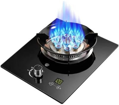 9,0-kW-Einzelbrenner-Gasherd, 9-facher Wok-Brenner Mit Hoher Hitze, 90-Minuten-Timer Und Explosionsgeschütztem Gehärtetem Glass, Tischplatte/eingebauter Dual-Use(LPG)