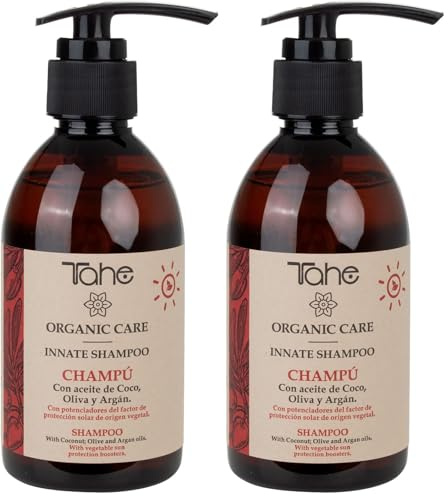 Tahe Organic Care Shampooing sans sulfates nettoyant et régénérant Innate avec de l'huile de Coco, d'Olive et d'Argan, 300 ml (Lot de 2)