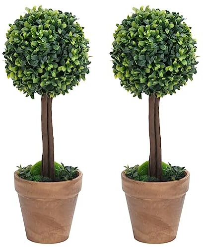 Lumanois Künstliche Buchsbäume 2 STK. mit Topf Kugelform Grün 41 cm,1.7kg,336516