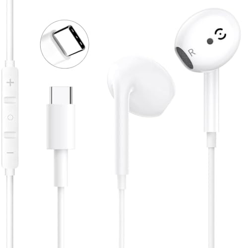 Écouteurs Filaires USB-C pour iPhone 17/16/16e/15 Pro, Samsung Galaxy S26 | Écouteurs Intra-Auriculaires Hi-FI Stéréo USB C avec Microphone et Contrôle du Volume pour Galaxy S25/S24/S23, Google Pixel