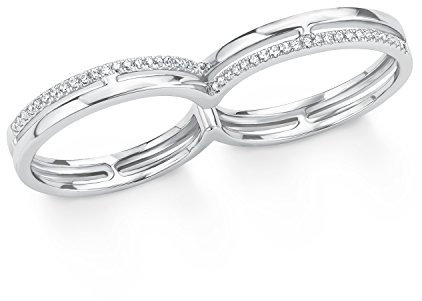 s.Oliver Damen-Ring Doppelring 925 Silber rhodiniert Zirkonia weiß Gr. 56 (17.8) 2015105