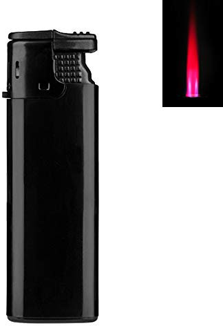 Turbo Sturmfeuerzeug Black ZS 1-10, ROTE Flamme Gas Jet Flame Lighter (1x Schwarz (1 Feuerzeug))