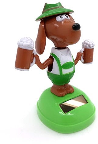 Solar Wackelfigur Solarfigur tanzende, wippende solarbetriebene Figur als Dekoration für Fensterbank, Armaturenbrett, Hutablage und viele weitere Aufstellmöglichkeiten Bayern Dog