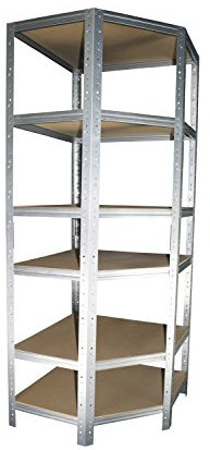 Eckregal Stecksystem 180 x 70 x 45 cm mit 6 Böden für Schwerlastregale mit 45 cm Tiefe: Ideale Ergänzung durch Ausnutzung der Ecken für Metallregal, Kellerregal, Lagerregal, Garagenregal