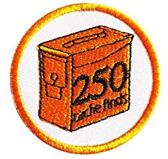 250 Finds Geocaching Patch Funde gefunden Award Achievement Aufnäher